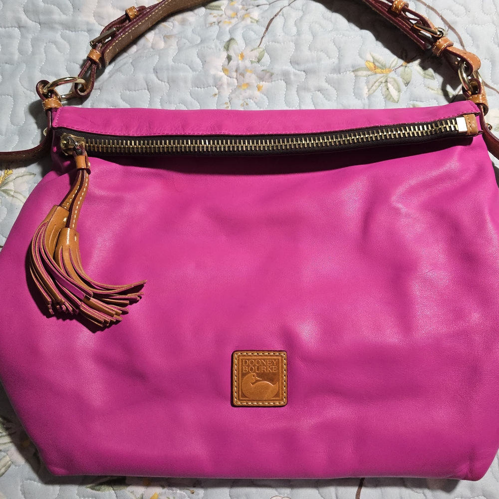 Dooney & Bourke Pink Leather Women's Bag Pebble Grain Small Sloan